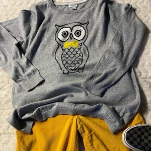 Adorable OLD NAVY Grey Owl Sweater - Large